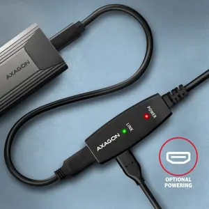 "Axagon Active" USB 3.2 Gen 1 A-M > A-F ilgintuvas, 5 m ilgio. Maitinimo šaltinio parinktis.