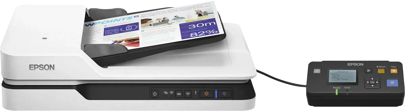"Epson WorkForce DS-1660W", 210 x 297 mm, 1200 x 1200 DPI, 1200 x 1200 DPI, 30 bitų, 24 bitų, 10 bitų