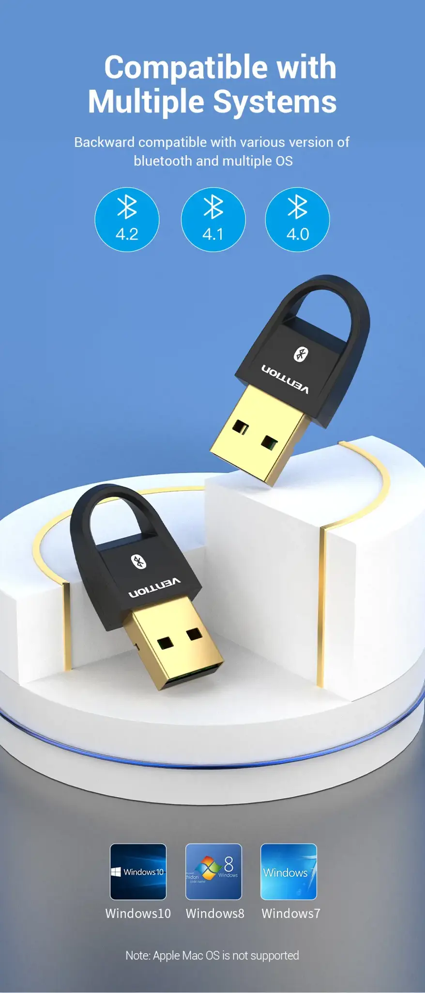 "Vention" USB Bluetooth5.0 adapteris juodas, laidinis, USB, Bluetooth, juodas