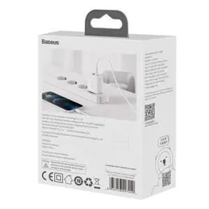 Baseus Compact quick charger USB Type C | USB 20 W 3 A Power Delivery Quick Charge 3.0 white (CCXJ-B02)