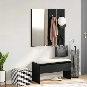 Prieškambario baldų komplektas su stalčių 4 pcs juoda ąžuolo