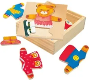 Medinė dėlionė-žaidimas "Aprenk meškutę Bertą", 3+