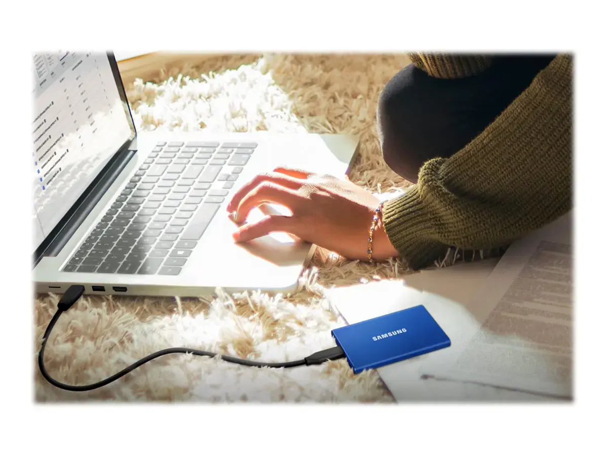 "Samsung" nešiojamasis SSD T7, 1000 GB, C tipo USB, 3.2 Gen 2 (3.1 Gen 2), 1050 MB/s, apsauga nuo slaptažodžio, mėlynas