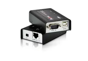 ATEN MINI USB VGA KVM ilgintuvas (100 m), siųstuvas ir imtuvas, laidinis, 100 m, Cat5, 1920 x 1200 taškų, juodas