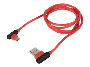 NATEC NKA-1201 Extreme Media kabelis USB Typ-C į USB (M), 1 m, pasuktas į kairę/dešinę, raudonos spalvos