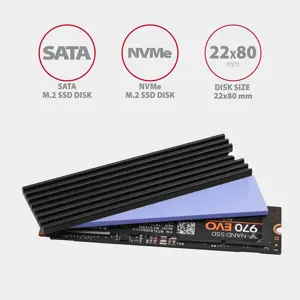 "AXAGON CLR-M2L3" pasyvusis - M.2 SSD, 80 mm SSD, ALU korpusas, silikoninės šiluminės pagalvėlės, aukštis 3 mm