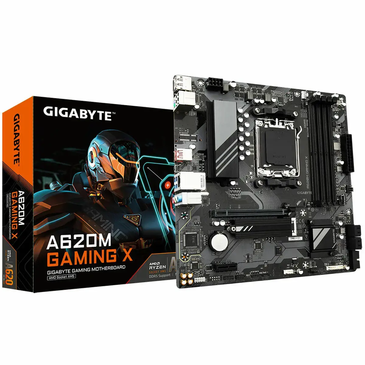 Gigabyte .A620M GAMING XG10 Procesorių šeima AMD, Procesoriaus lizdas AM5, DDR5 DIMM, Atminties lizdai 4, Palaikomos standžiojo disko sąsajos .SATA, M.2, SATA jungčių skaičius 4, Mikroschemų rinkinys AMD A620, Micro ATX