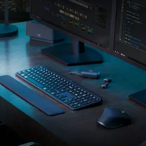 "Logitech MX Keys S", pilno dydžio (100 %), RF belaidis + "Bluetooth", žirklinis klavišų jungiklis, QWERTY, šviesos diodas, grafito spalvos