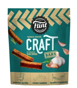 Duonos užkandžiai FLINT, Craft, česnakų skonio, 80 g