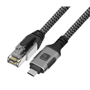 Techly ICOC U3C-RJ45-010 networking cable Silver, Black 1 m Cat6 F/UTP (FTP)