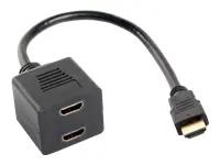 LANBERG AD-0019-BK Lanberg adapteris HDMI-AM->HDMI-AF x2 daliklis 20 cm