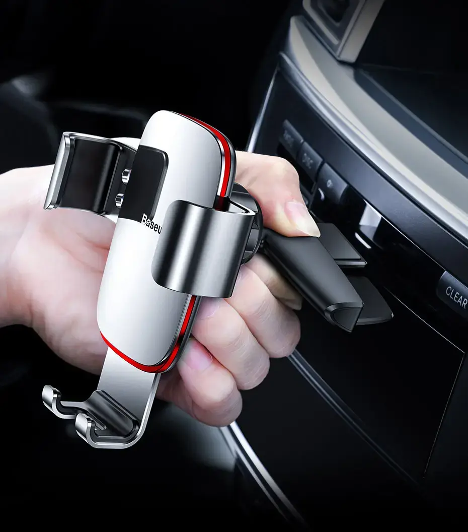 "Baseus Metal Age Gravity Car Mount" metalinis gravitacinis laikiklis CD lizdui juodas (juodas)