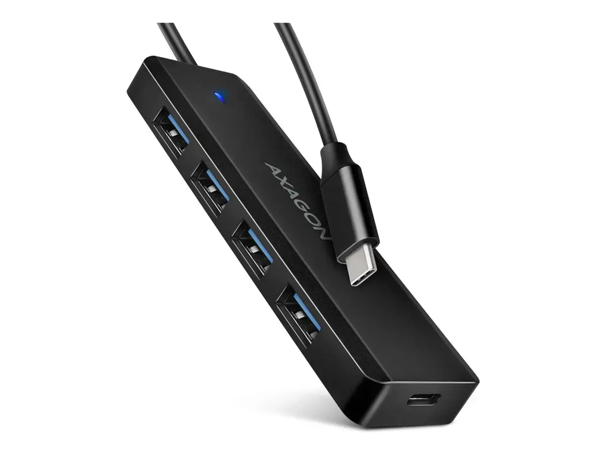 AXAGON HUE-C1C 4x USB3.2 Gen 1 Travel hub, USB-C power IN, w. 20cm Type-C cable