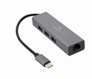 GEMBIRD A-CMU3-LAN-01 USB-C gigabitinio tinklo adapteris su 3 prievadų USB 3.1 šakotuvu