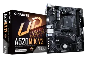 Gigabyte A520M K V2, AMD, "Socket AM4", "AMD Ryzen™ 3", "AMD Ryzen™ 5", "AMD Ryzen™ 7", 3 kartos "A…