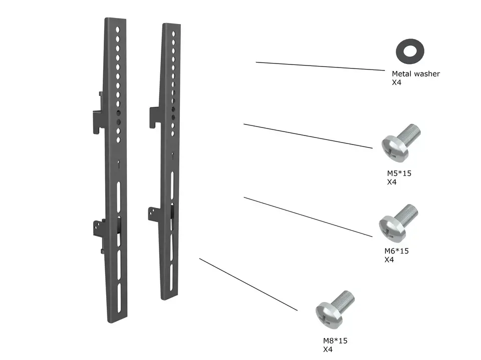 "Multibrackets M Pro Series" - Fiksuotos rankenos 400 mm, plokščiųjų skydų montavimo rankena, juoda, plienas, 30 kg, bėgis, M Pro serija