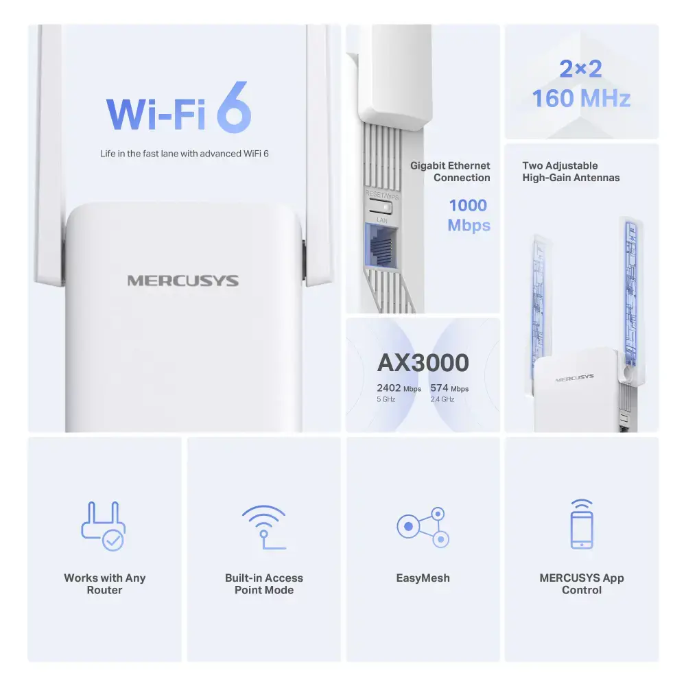 WRL RANGE EXTENDER 3000MBPS/ME80X MERCUSYS