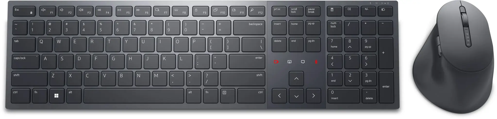 DELL KM900, Wireless, RF Wireless + Bluetooth, Scissor key switch, QWERTY, Graphite, Mouse included