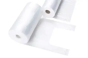 Pakavimo maišeliai, su rankena, 24 / 5 x 45 cm, 8 mk, HDPE,  ritinėlyje 500 vnt., 1,1 kg