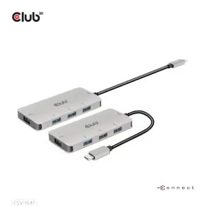 CLUB3D USB Gen2 Type-C to 10Gbps 4x USB Type-A Hub, USB 3.2 Gen 2 (3.1 Gen 2) Type-C, USB 3.2 Gen 2 (3.1 Gen 2) Type-A, 10000 Mbit/s, Black, Silver, Round cable, 0.262 m