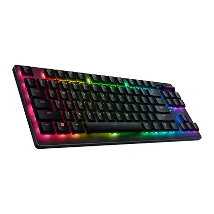"Razer" žaidimų klaviatūra "Deathstalker V2 Pro Tenkeyless RGB LED light, JAV, belaidė, juoda, optiniai jungikliai (linijiniai)