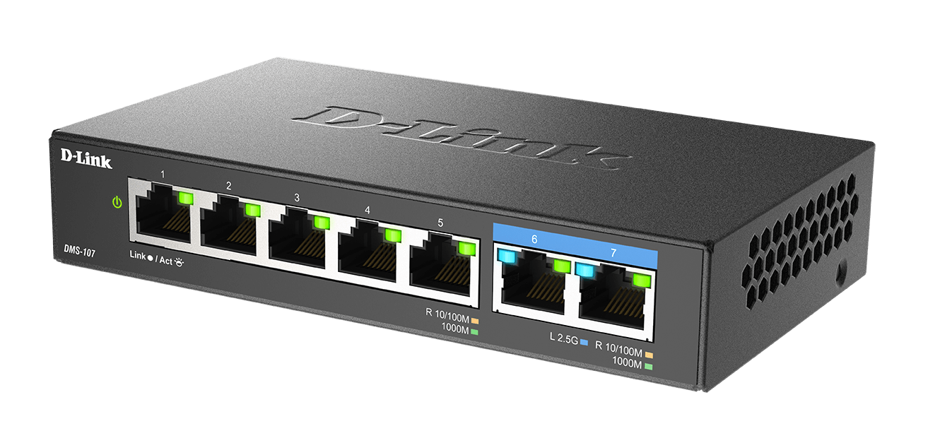 D-Link DMS-107/E, nevaldomas, Gigabit Ethernet (10/100/1000)