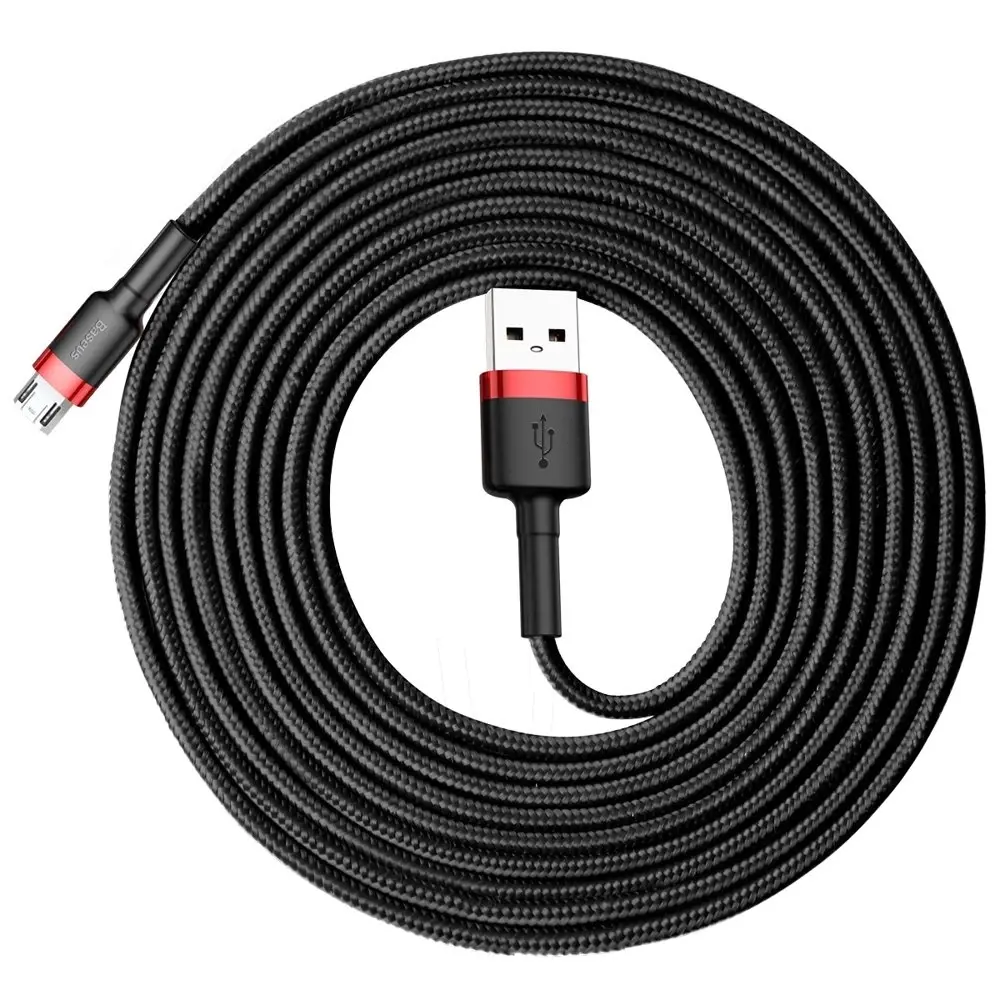 Baseus Cafule Cable Durable Nylon Braided Wire USB | micro USB 2A 3M black-red (CAMKLF-H91)