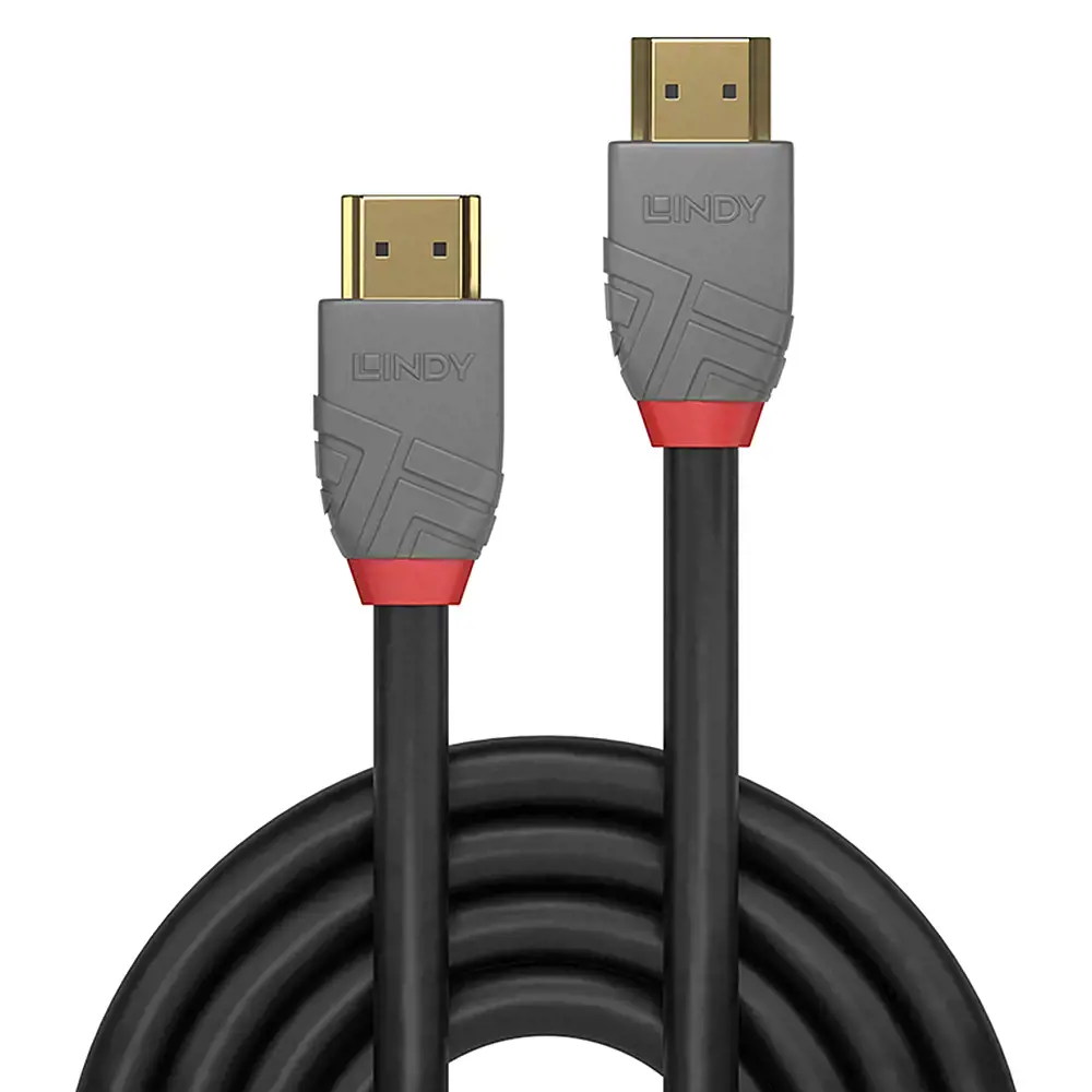 "Lindy" 5 m didelės spartos HDMI kabelis, "Anthra Line", 5 m, A tipo HDMI (standartinis), A tipo HDMI (standartinis), 18 Gb/s, juodas, pilkas