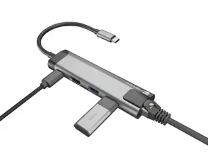 "NATEC Multiport Fowler Go USB-C -> šakotuvas USB 3.0 x2 HDMI 4K USB-C PD RJ45