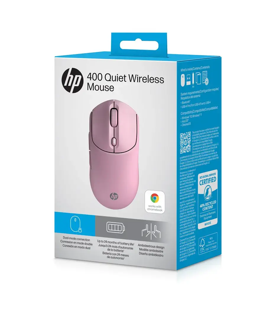HP 400 Quiet Pink Wireless Mouse
