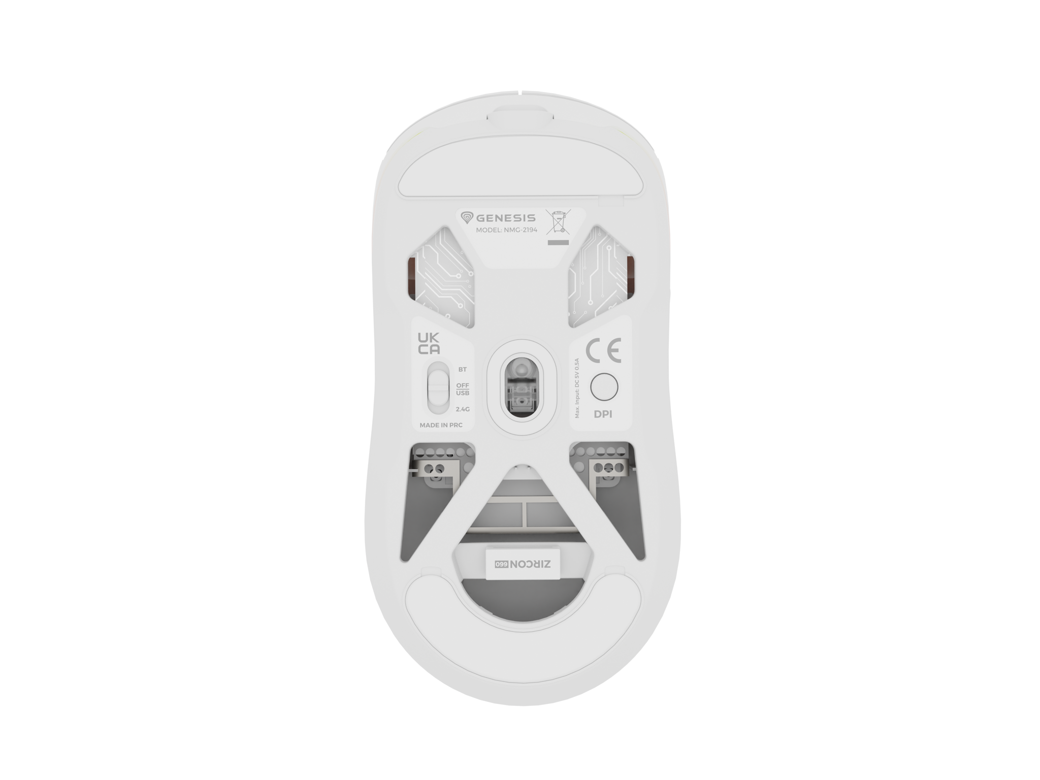 Genesis Zircon 660 PRO | Wireless/Wired | Gaming Mouse | 2.4 GHz, Bluetooth, USB | White