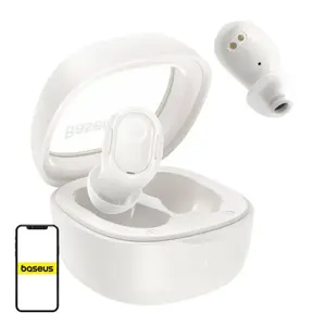 Belaidės ausinės "Baseus Bowie WM02 TWS", "Bluetooth 5.0" (baltos spalvos)