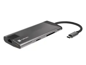 NATEC daugiaportis "Fowler Plus" USB-C->HUB USB 3.0 3x HDMI 4K USB-C PD RJ45 SD Micro SD