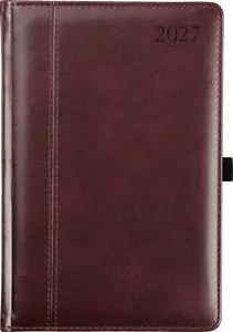 Darbo knyga AMBASSADOR BLACK EDITION, 2027, PU, A5, tamsiai ruda