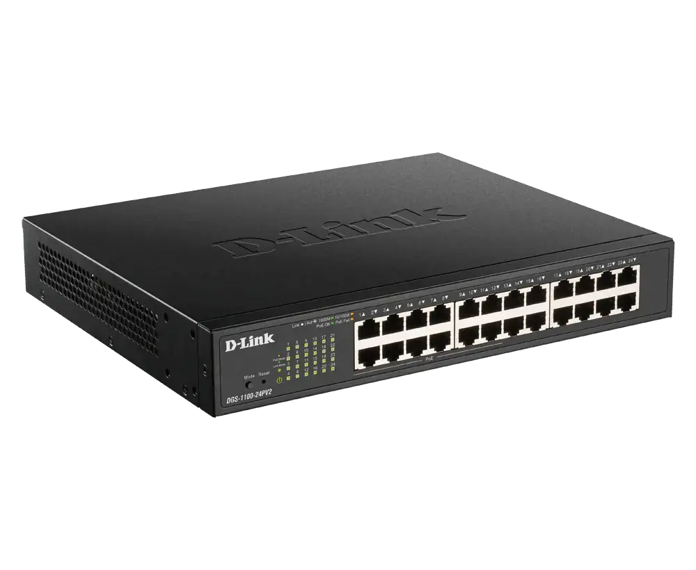 D-Link DGS-1100-24PV2, valdomas, L2, Gigabit Ethernet (10/100/1000), dvipusis duomenų perdavimas, maitinimas per Ethernet (PoE), montavimas į stovą