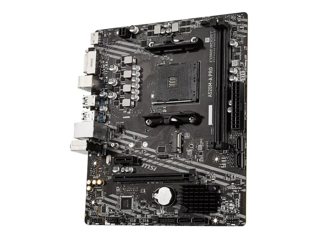 MSI A520M-A PRO, AMD, "Socket AM4", 3 kartos "AMD Ryzen™ 3", 3 kartos "AMD Ryzen 5", 3 kartos "AMD Ryzen™ 7", 3 kartos..., DDR4-SDRAM, 64 GB, DIMM