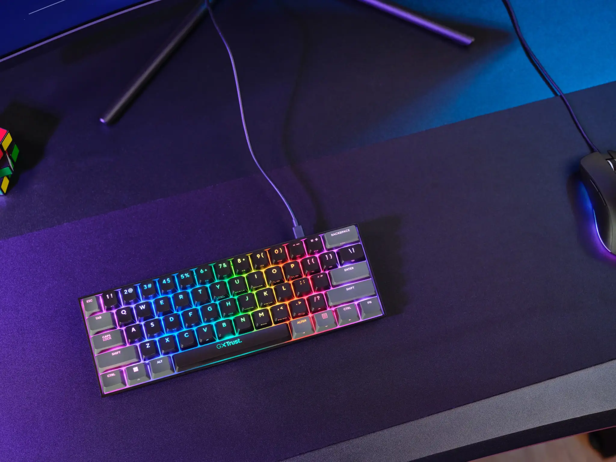 Trust GXT 867 Acira, 60%, Wired, USB, Mechanical, QWERTY, Black