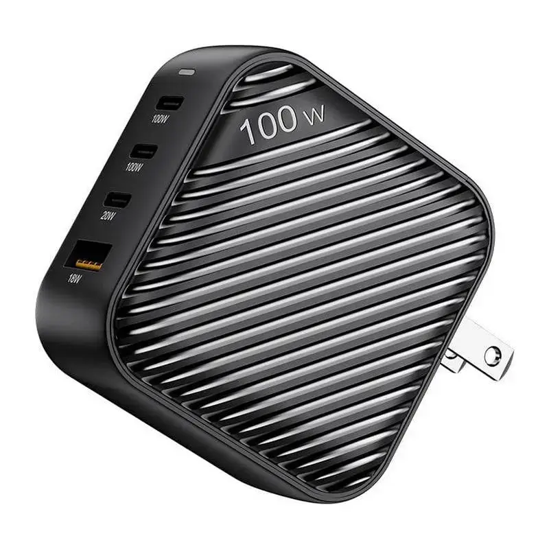 "INVZI GanHub" tinklo įkroviklis 3x USB-C + USB, 100 W, EU/UK/AU/US (juodas)