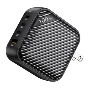 "INVZI GanHub" tinklo įkroviklis 3x USB-C + USB, 100 W, EU/UK/AU/US (juodas)