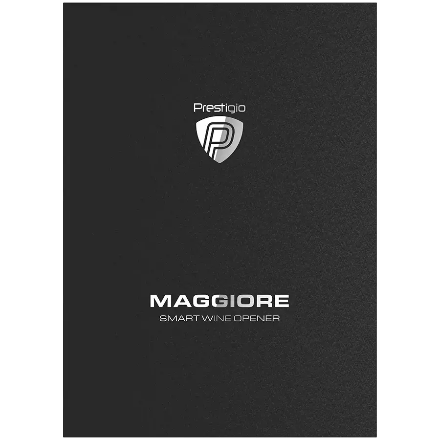 "Prestigio Maggiore", išmanusis vyno atidarytuvas, 100 % automatinis, be įkrovimo atidaro iki 70 butelių, pridedamas folijos pjaustytuvas, aukščiausios kokybės dizainas, 480 mAh akumuliatorius, matmenys D 48*H228 mm, juoda + sidabrinė spalva.