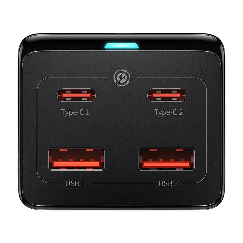 "Baseus GaN3 Pro" sieninis įkroviklis / maitinimo juosta 2xUSB + 2xUSB-C + AC, 100 W (juoda)