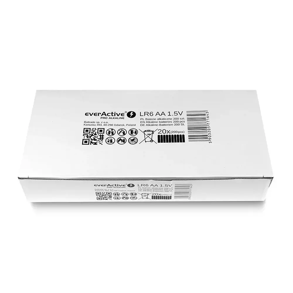 Šarminės baterijos everActive Pro Alkaline LR6 AA - susitraukianti pakuotė - 10 vnt.