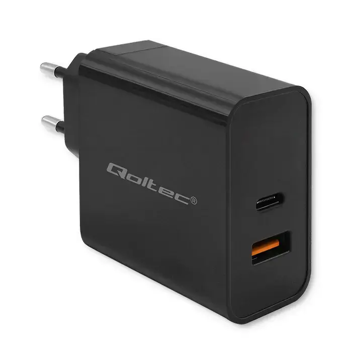"Super Quick PD" įkroviklis | 1xUSB-C | 1xUSB | 65W | 5-20V | 1,5-3,25A | Juoda