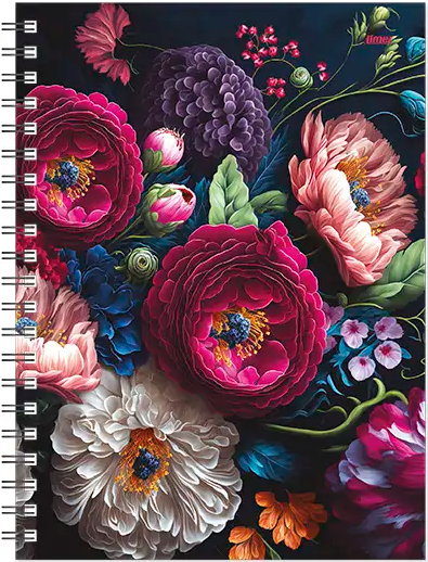 Kalendorius KANCLERIS SPIRAL DAY 2025, Design Floral, kartoninis viršelis