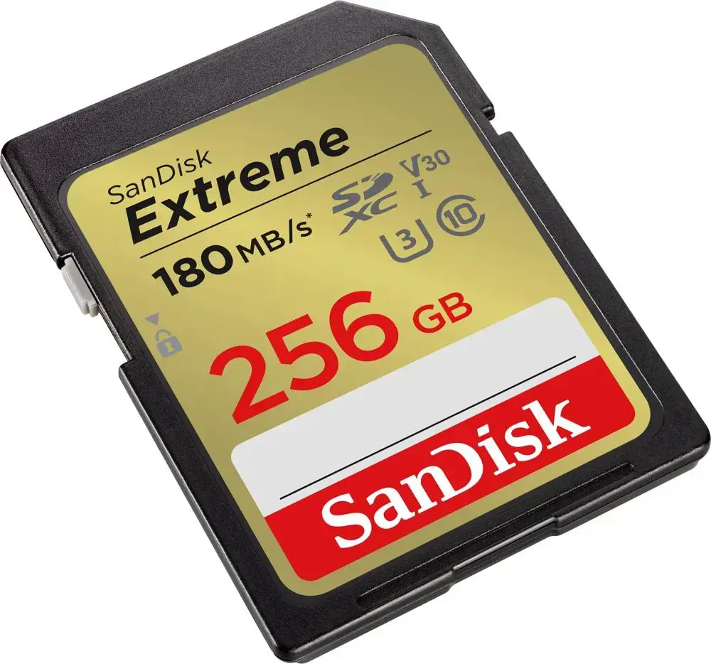 "SanDisk Extreme" 256 GB SDXC atminties kortelė + 1 metų "RescuePRO Deluxe" iki 180MB/s ir 130MB/s skaitymo/rašymo greitis, UHS-I, 10 klasė, U3, V30; EAN:619659188948