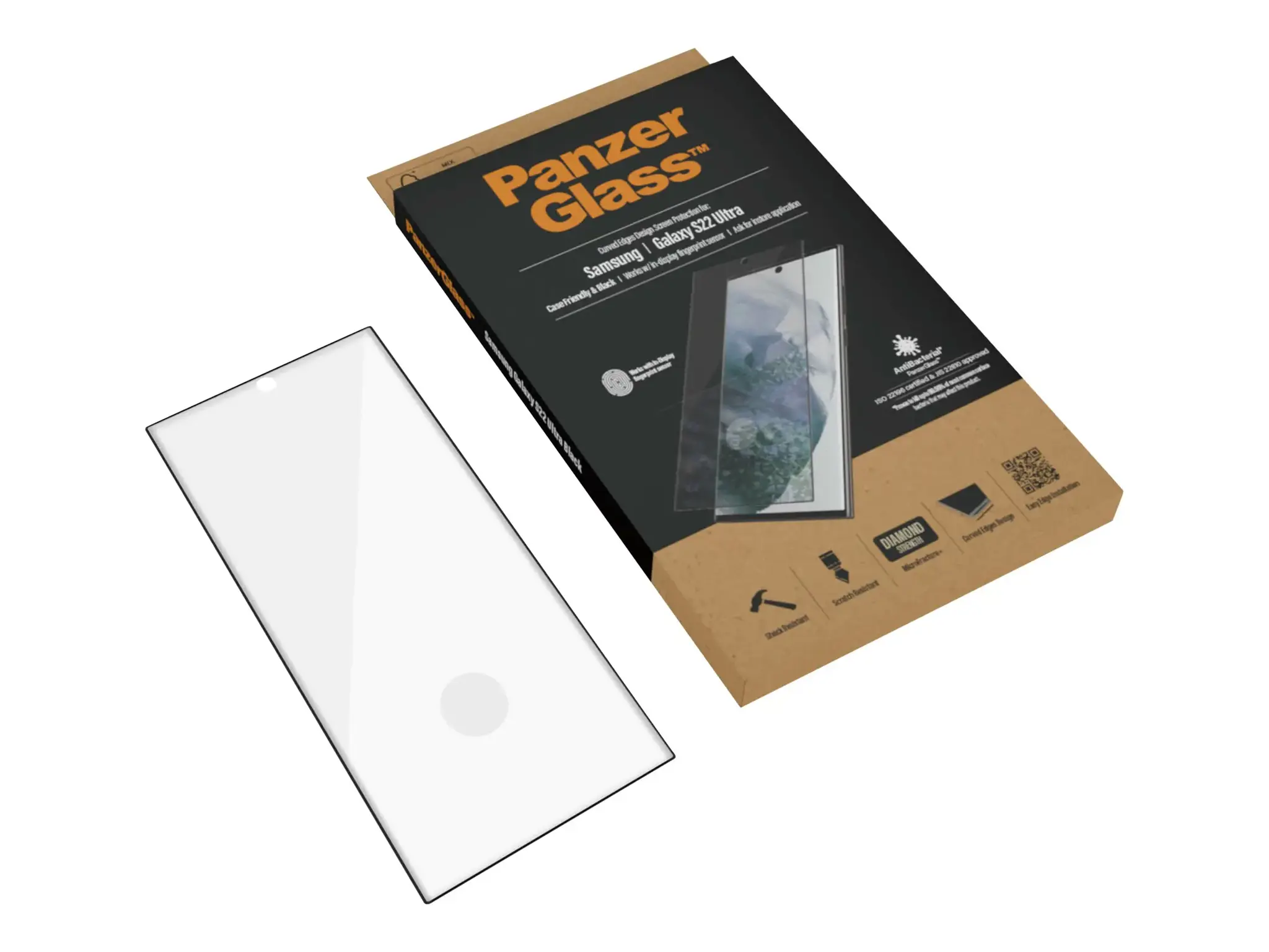 PanzerGlass™ UltraForce1 Samsung Galaxy S22 Ultra | Ekrano apsauga, Skaidri ekrano apsauga, Samsung, Samsung, Samsung - Galaxy S22 Ultra, atspari įbrėžimams, atspari smūgiams, antibakterinė, skaidri, 1 vnt.