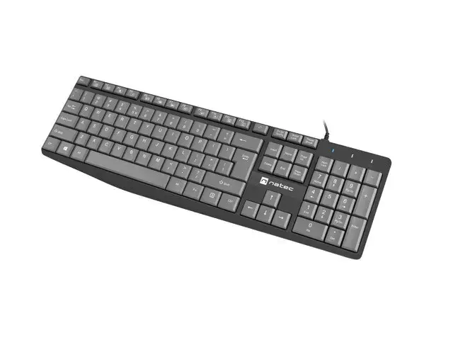 NATEC NKL-1507 "Natec" klaviatūra NAUTILUS SLIM, juoda/pilka, USB, JAV išdėstymas