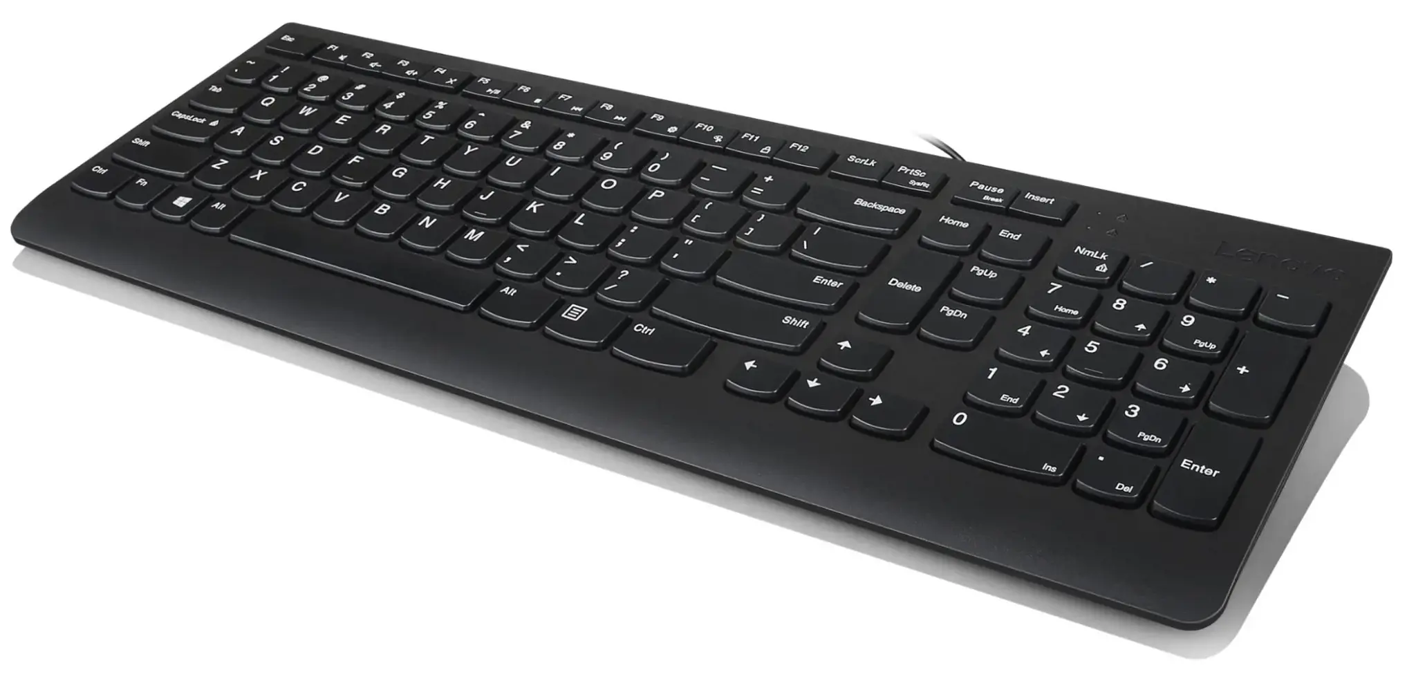 Lenovo 300, Full-size (100%), Wired, USB, QWERTY, Black, Mouse included