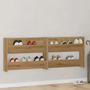 Sieninės batų spintos 2 pcs artisano ąžuolo Apdirbta mediena