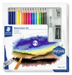 Kūrybinis rinkinys STAEDTLER 146 10C, 12 spalvotų pieštukų + 3 grafitiniai pieštukai,  vandens tept…